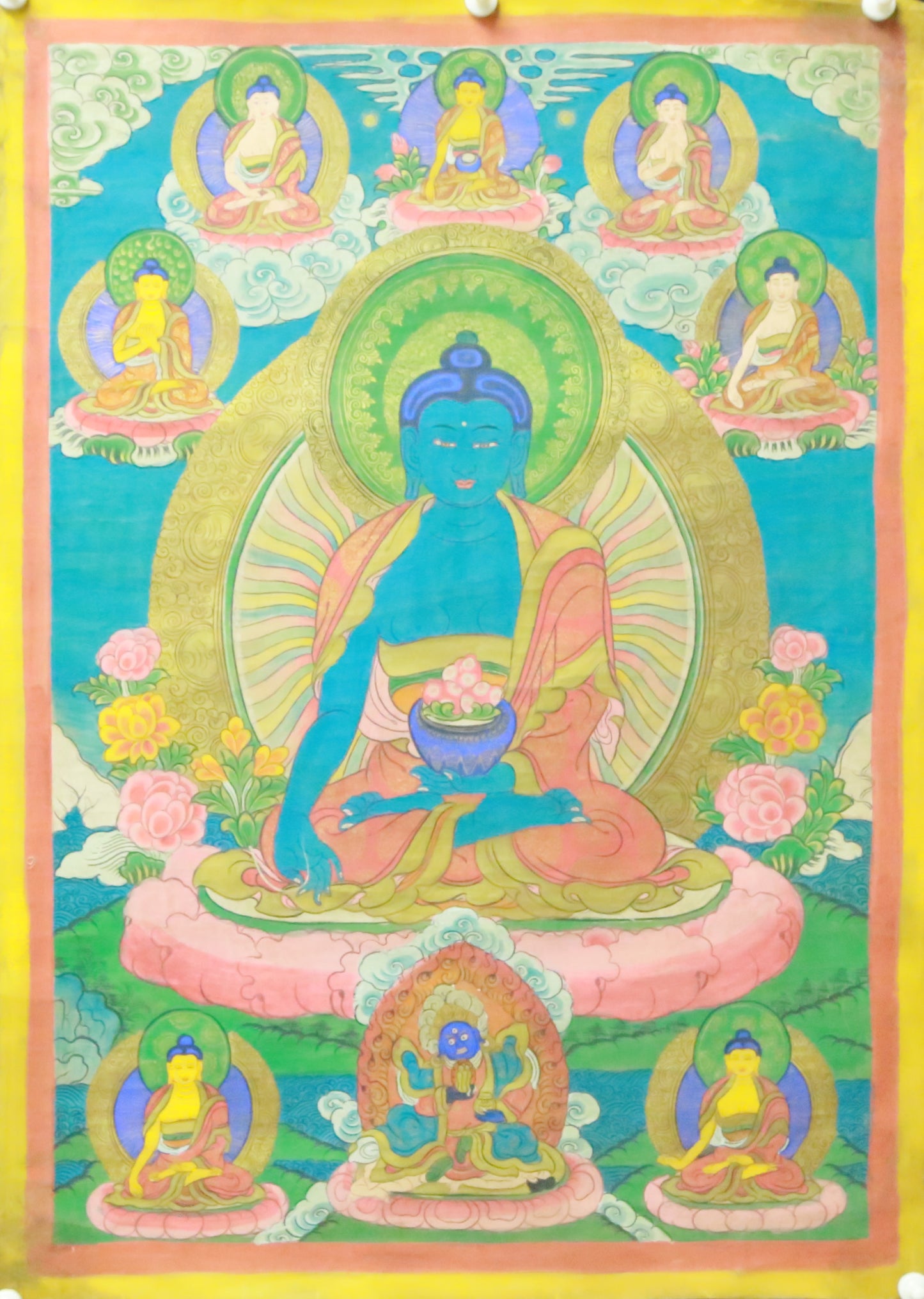 An Exquiste Painted Gold Gautama Buddha Thangka