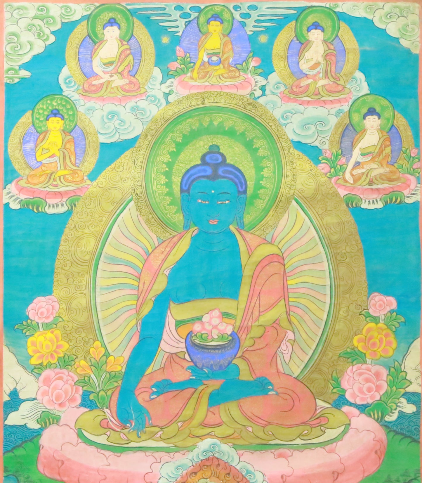 An Exquiste Painted Gold Gautama Buddha Thangka