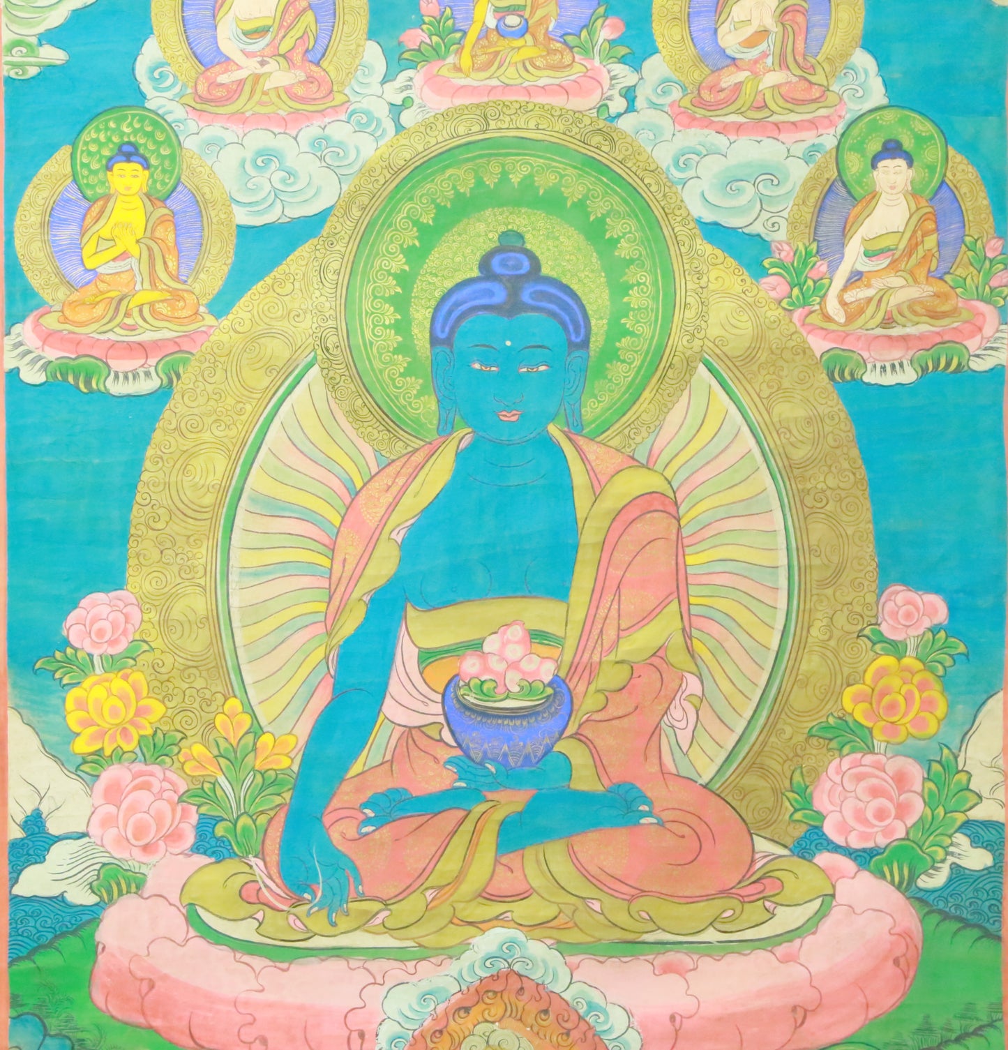 An Exquiste Painted Gold Gautama Buddha Thangka