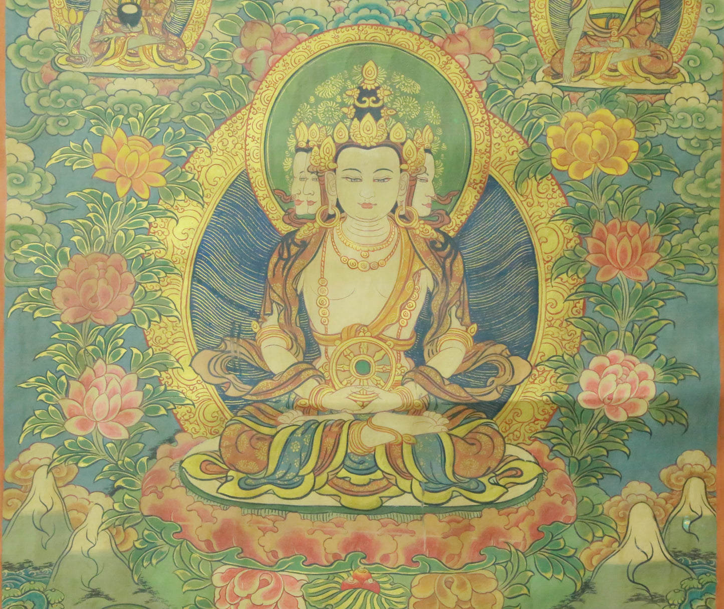 An Exquiste Painted Gold Tara Thangka