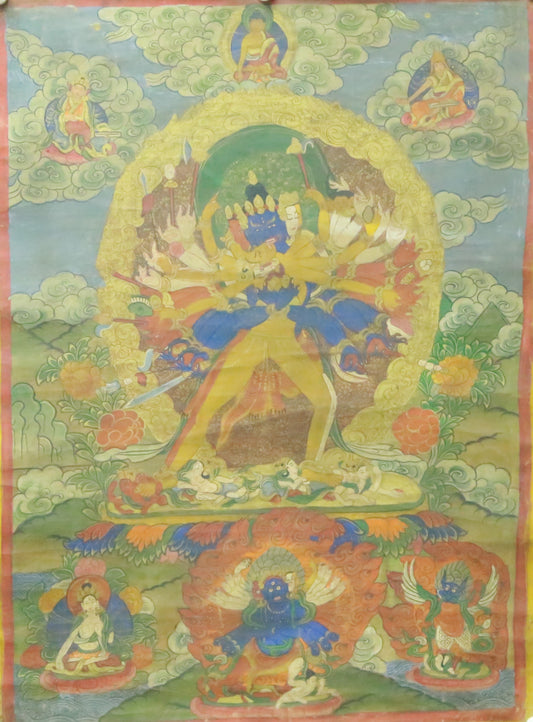 An Exquiste Painted Gold Yidam Thangka