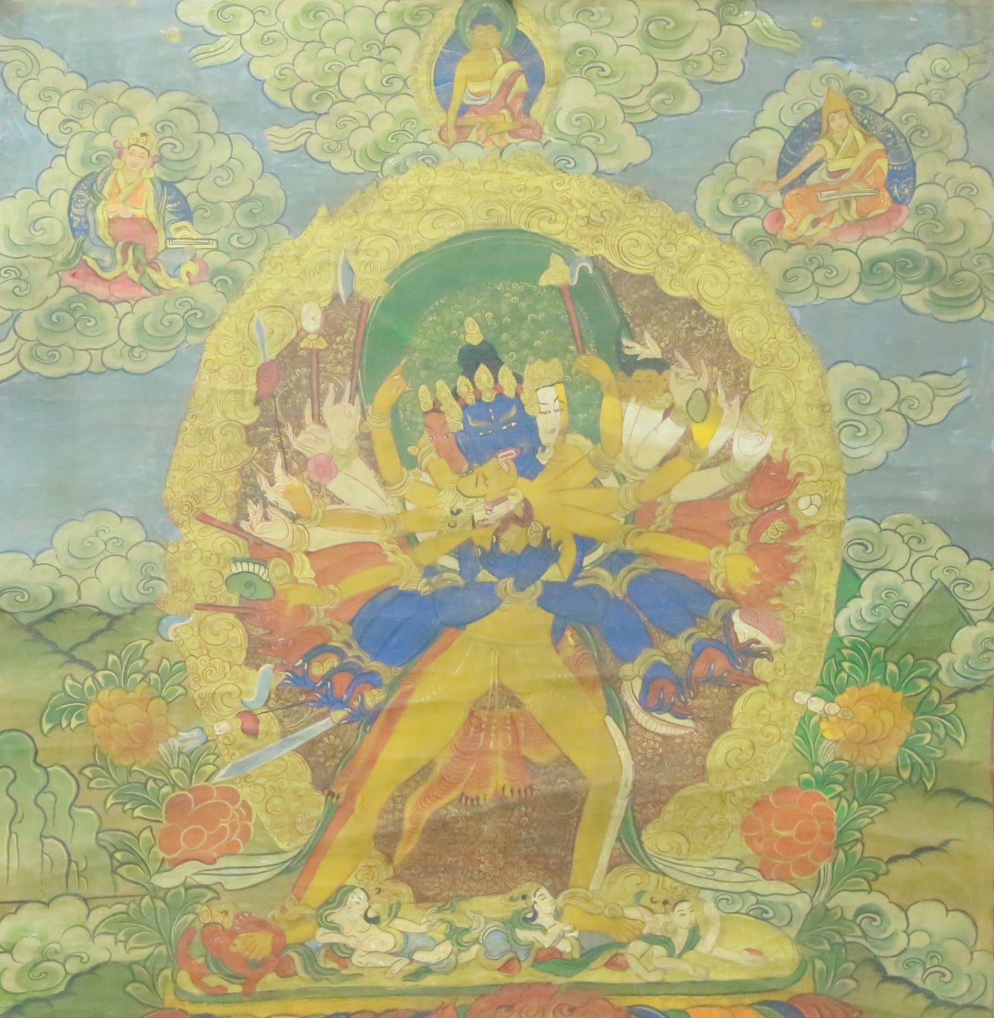 An Exquiste Painted Gold Yidam Thangka