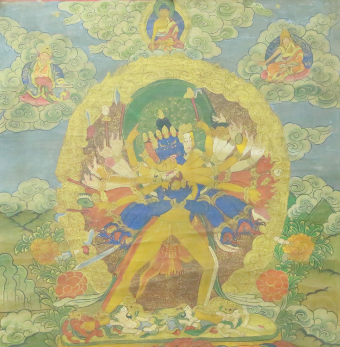 An Exquiste Painted Gold Yidam Thangka