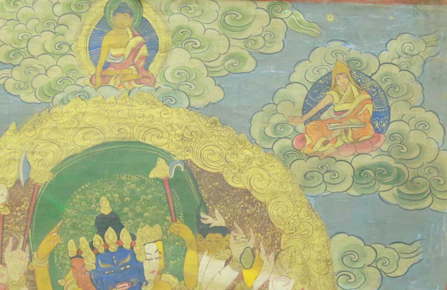 An Exquiste Painted Gold Yidam Thangka