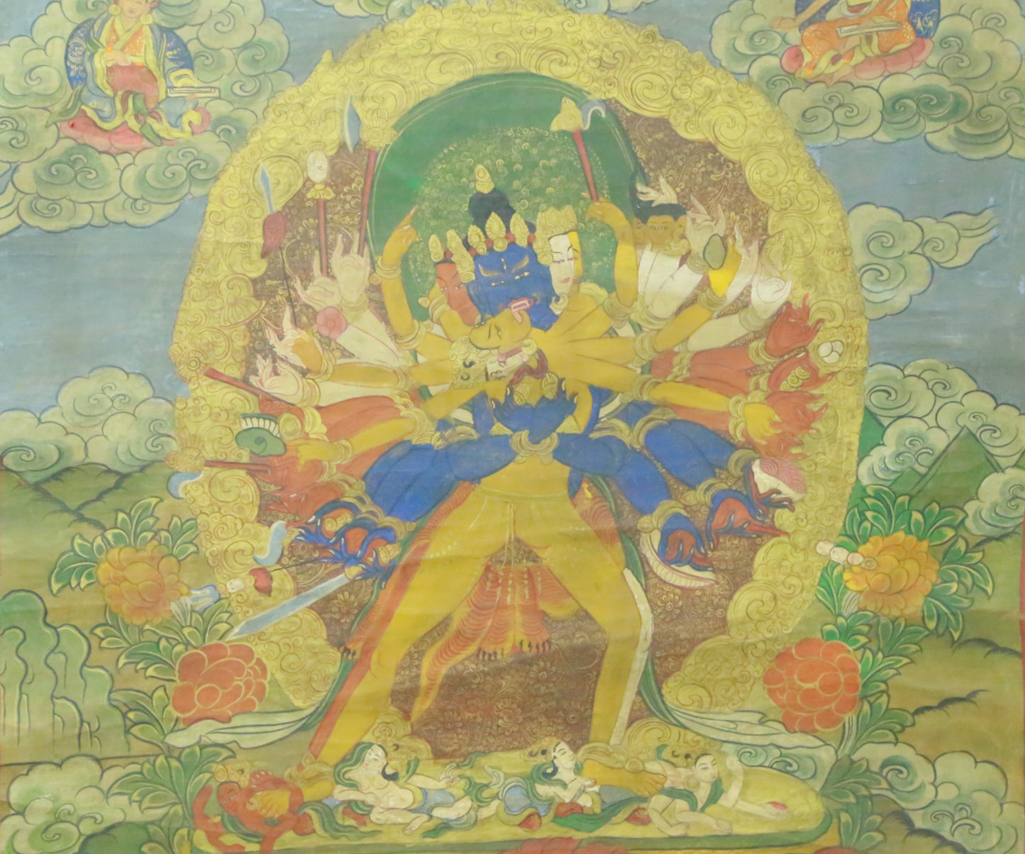 An Exquiste Painted Gold Yidam Thangka