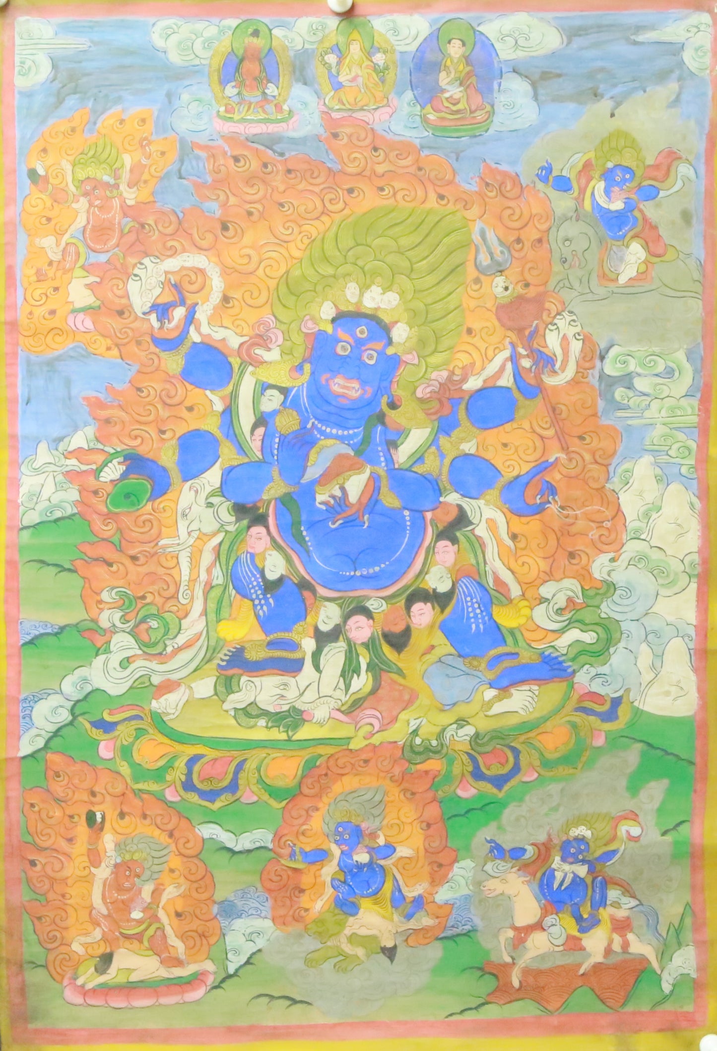 An Exquiste Painted Gold Vajra Thangka