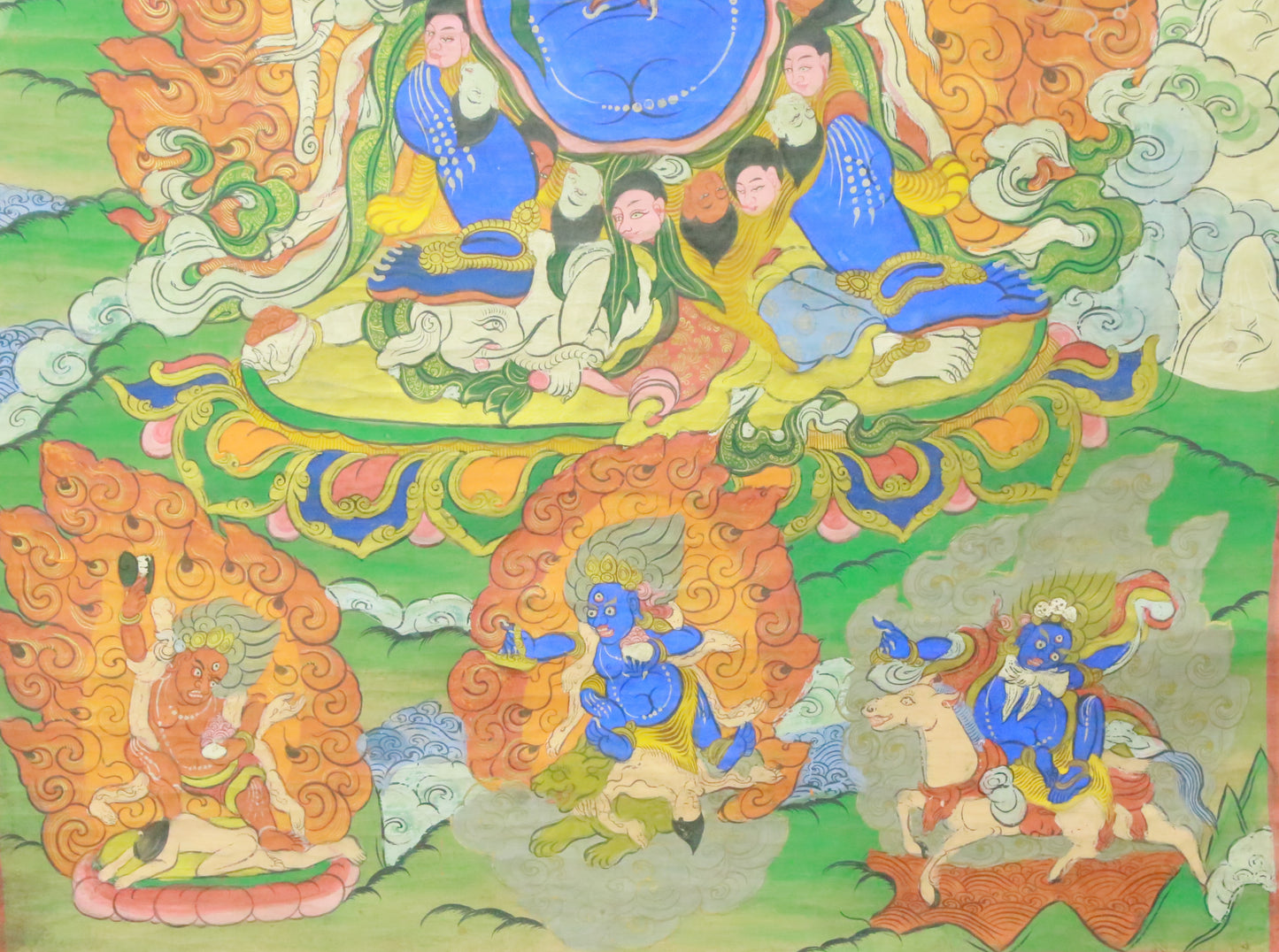 An Exquiste Painted Gold Vajra Thangka