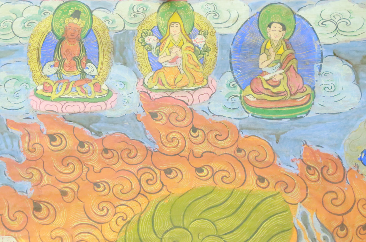 An Exquiste Painted Gold Vajra Thangka