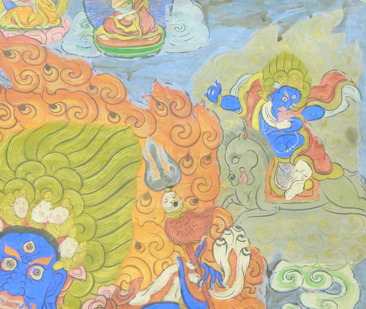 An Exquiste Painted Gold Vajra Thangka