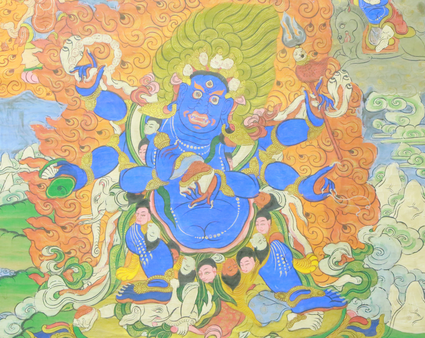 An Exquiste Painted Gold Vajra Thangka