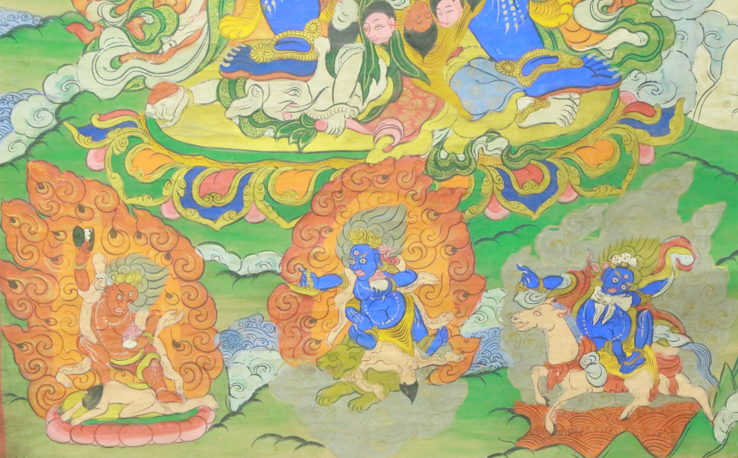 An Exquiste Painted Gold Vajra Thangka