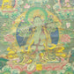 An Exquiste Painted Gold Green Tara Thangka