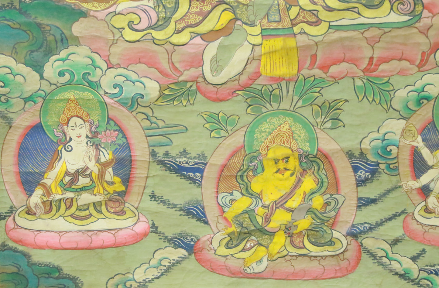 An Exquiste Painted Gold Green Tara Thangka