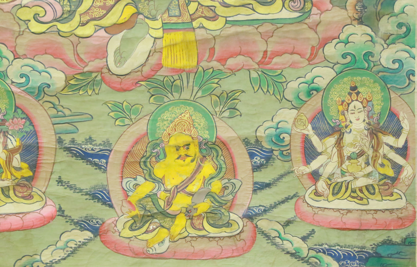 An Exquiste Painted Gold Green Tara Thangka