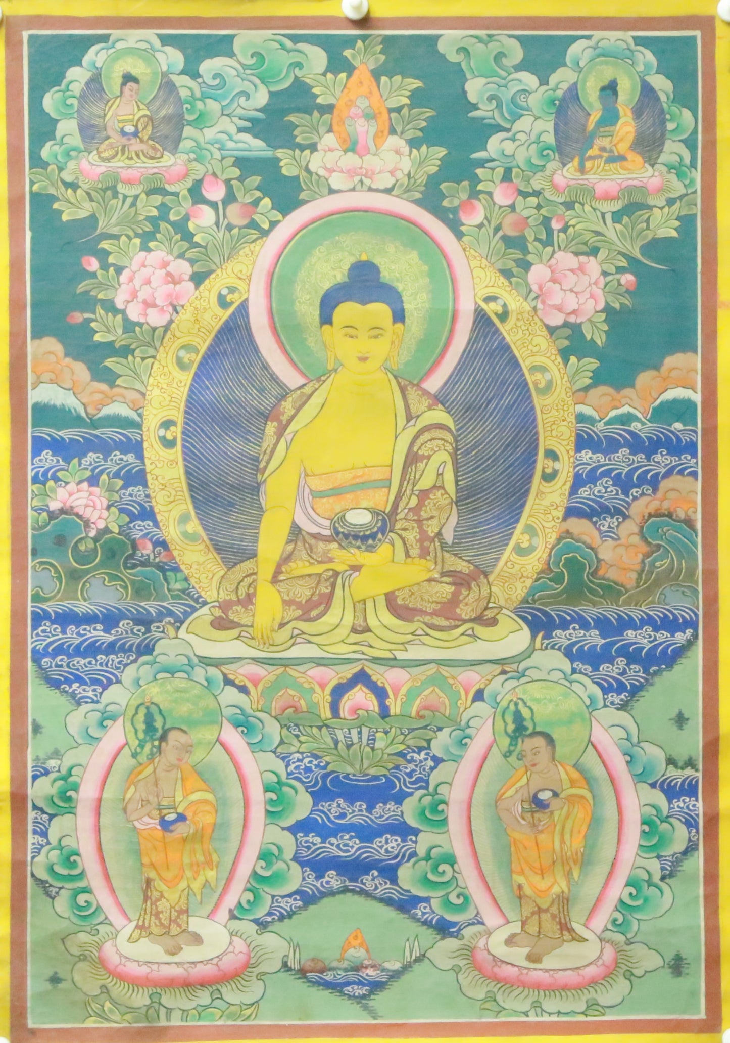 An Exquiste Painted Gold Gautama Buddha Thangka