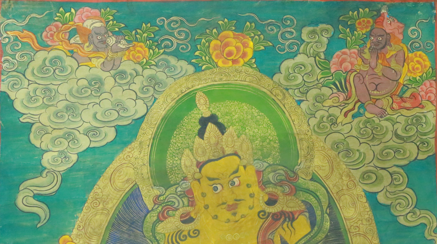 An Exquiste Painted Gold Mammon Thangka