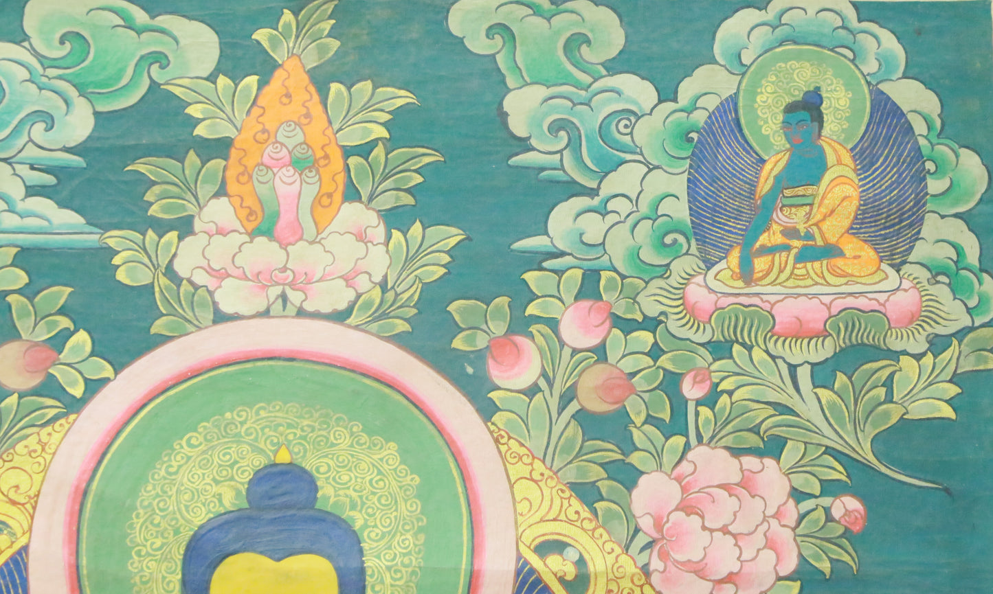 An Exquiste Painted Gold Gautama Buddha Thangka