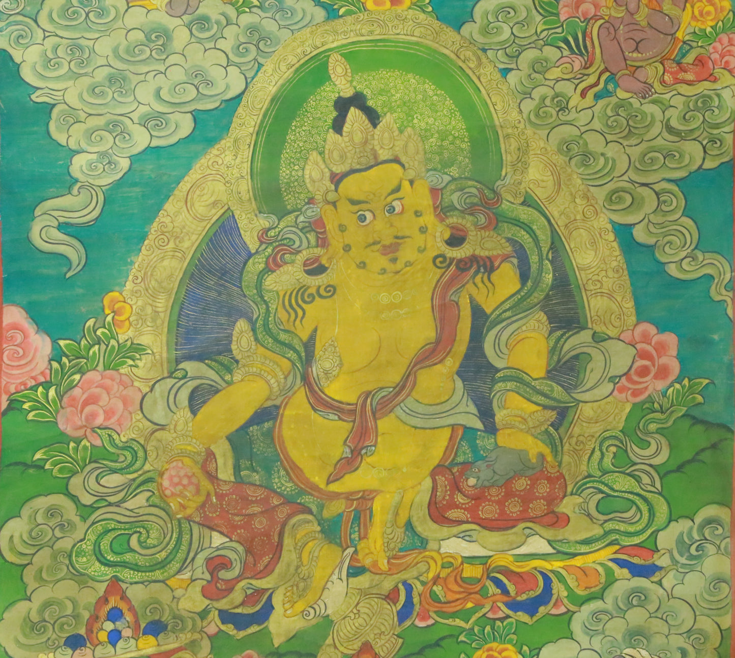 An Exquiste Painted Gold Mammon Thangka