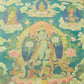 An Exquiste Painted Gold Green Tara Thangka