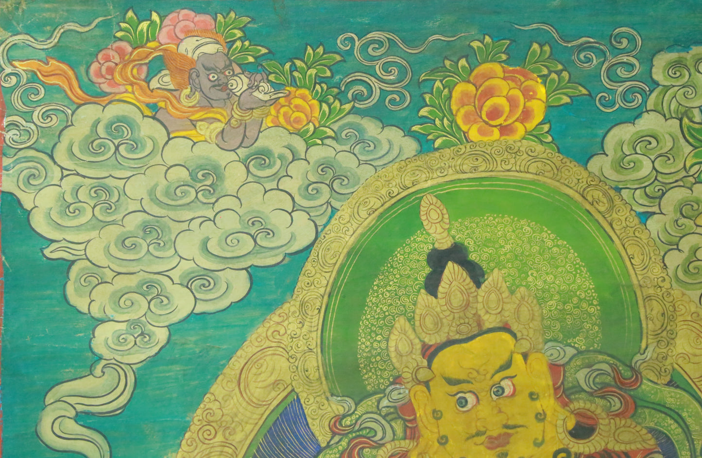 An Exquiste Painted Gold Mammon Thangka