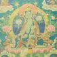 An Exquiste Painted Gold Green Tara Thangka