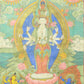 An Exquiste Painted Gold Eleven-faced Avalokiteshvara Thangka