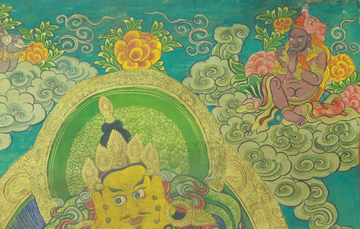 An Exquiste Painted Gold Mammon Thangka