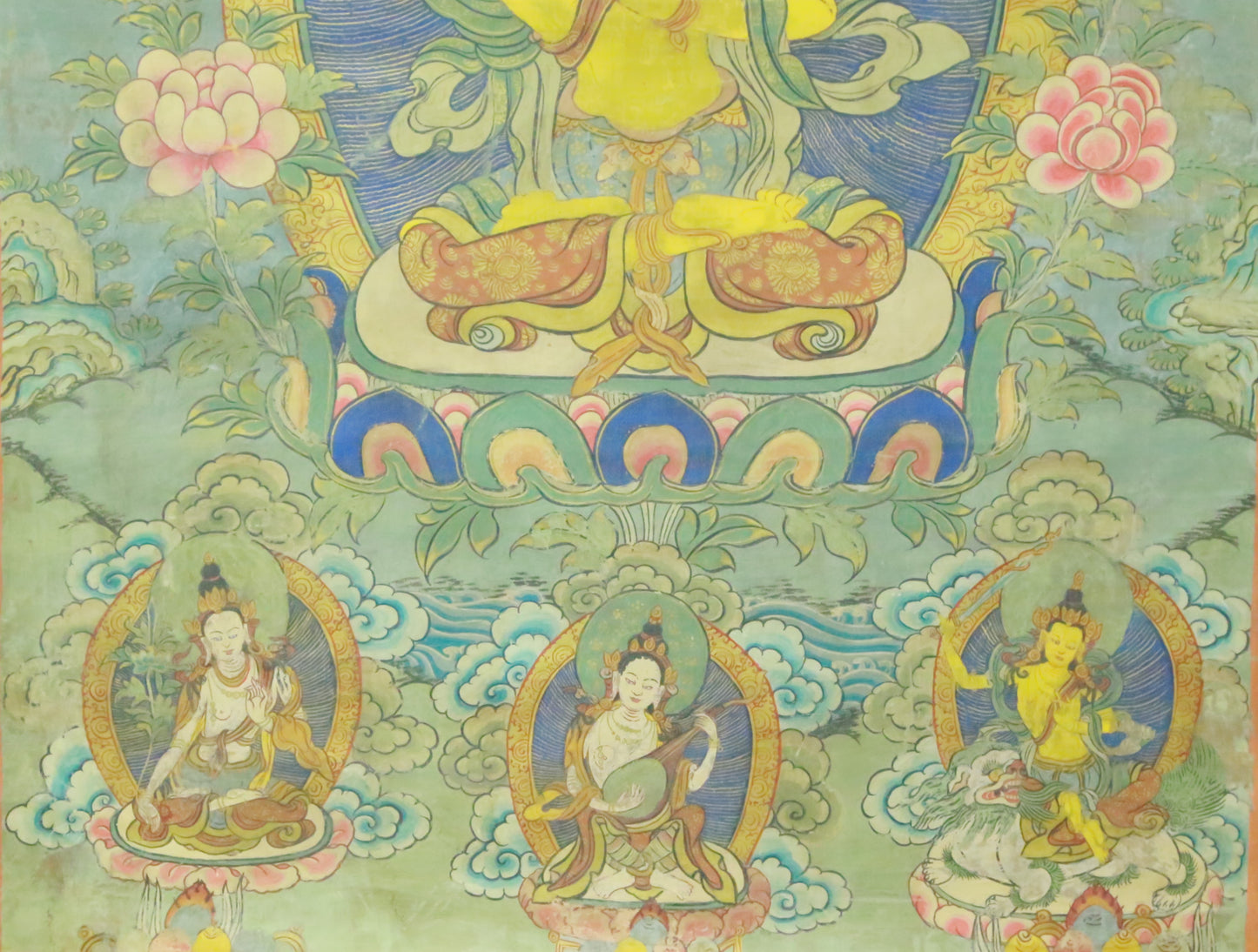 An Exquiste Painted Gold Manjusri Thangka