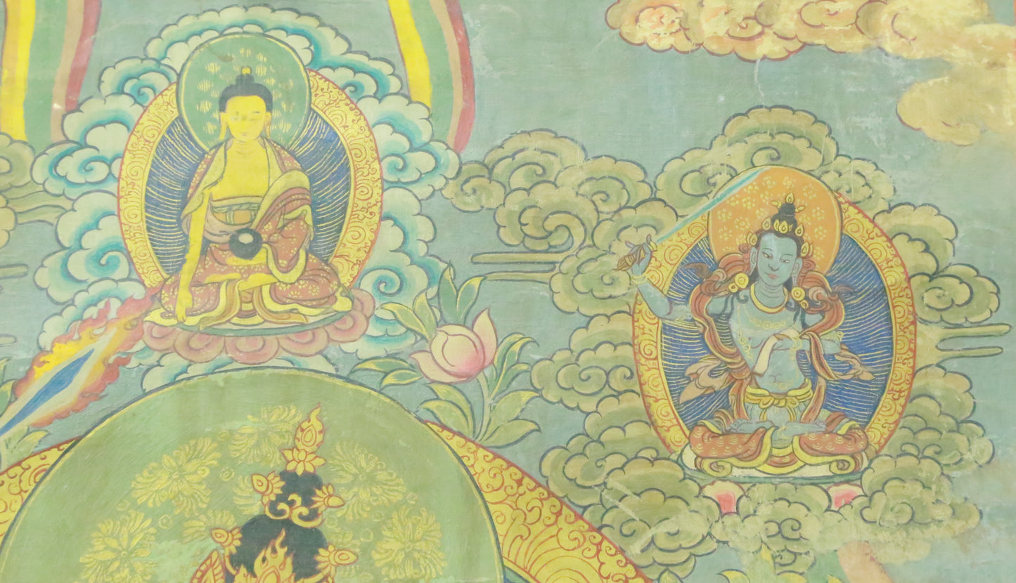 An Exquiste Painted Gold Manjusri Thangka