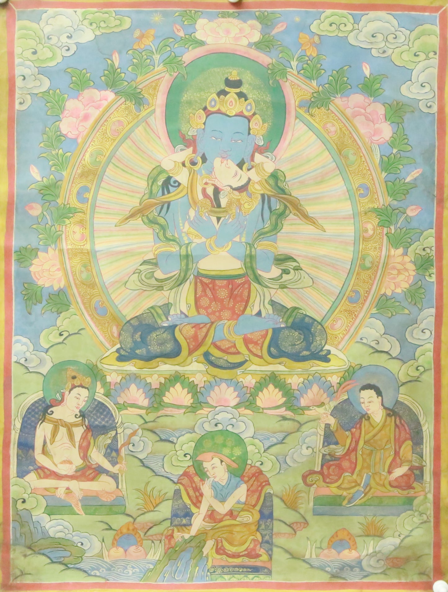 An Exquiste Painted Gold Vajrasattva Thangka