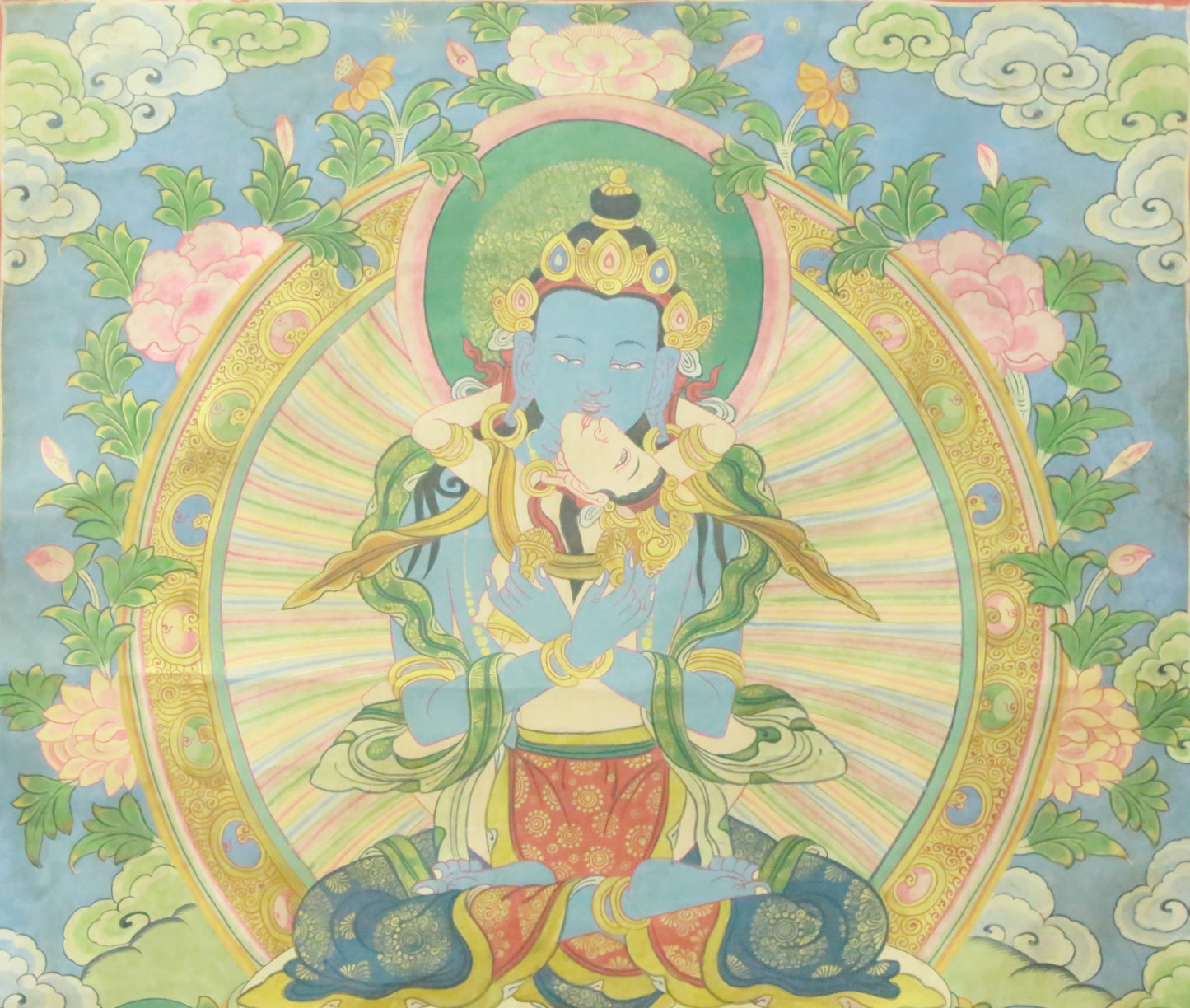 An Exquiste Painted Gold Vajrasattva Thangka