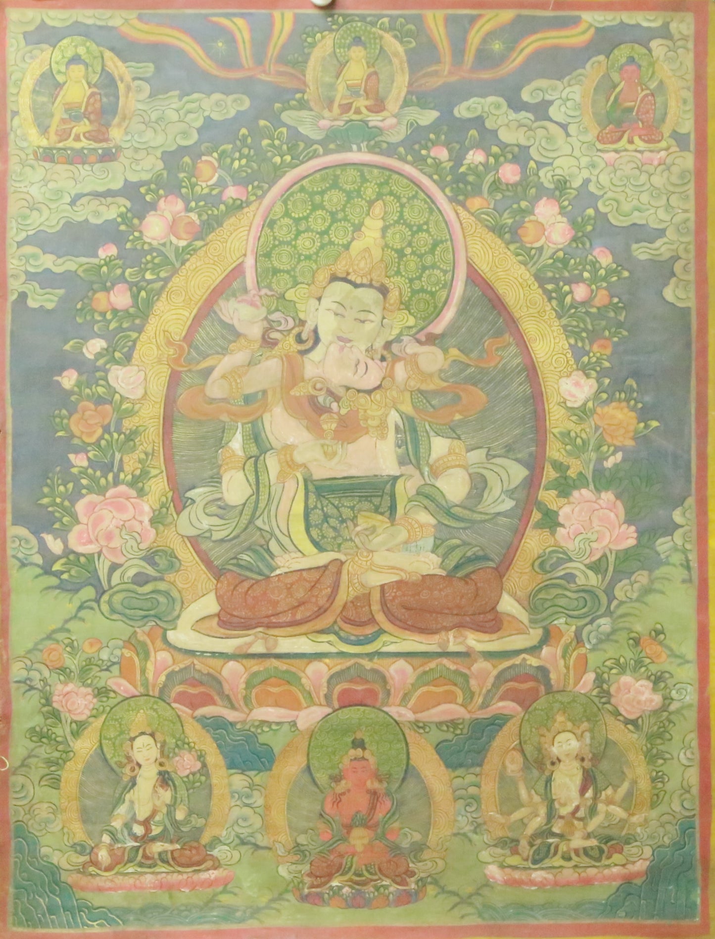 An Exquiste Painted Gold Vajrasattva Thangka