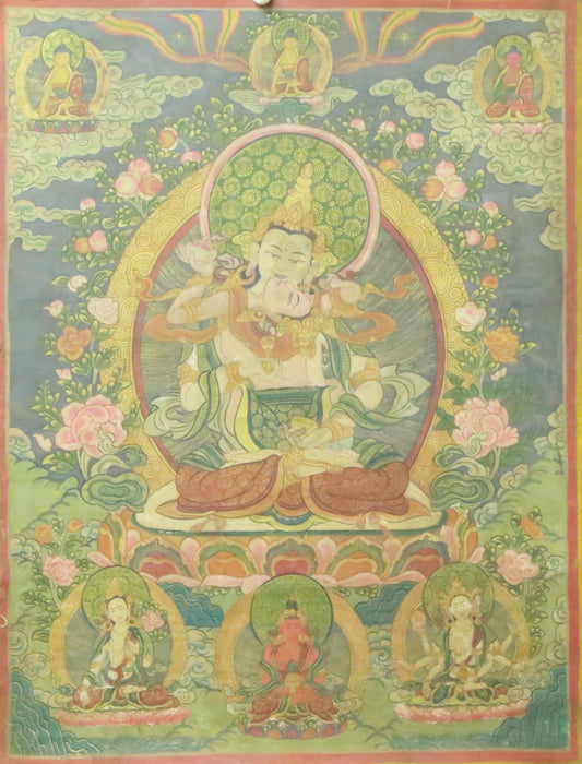 An Exquiste Painted Gold Vajrasattva Thangka