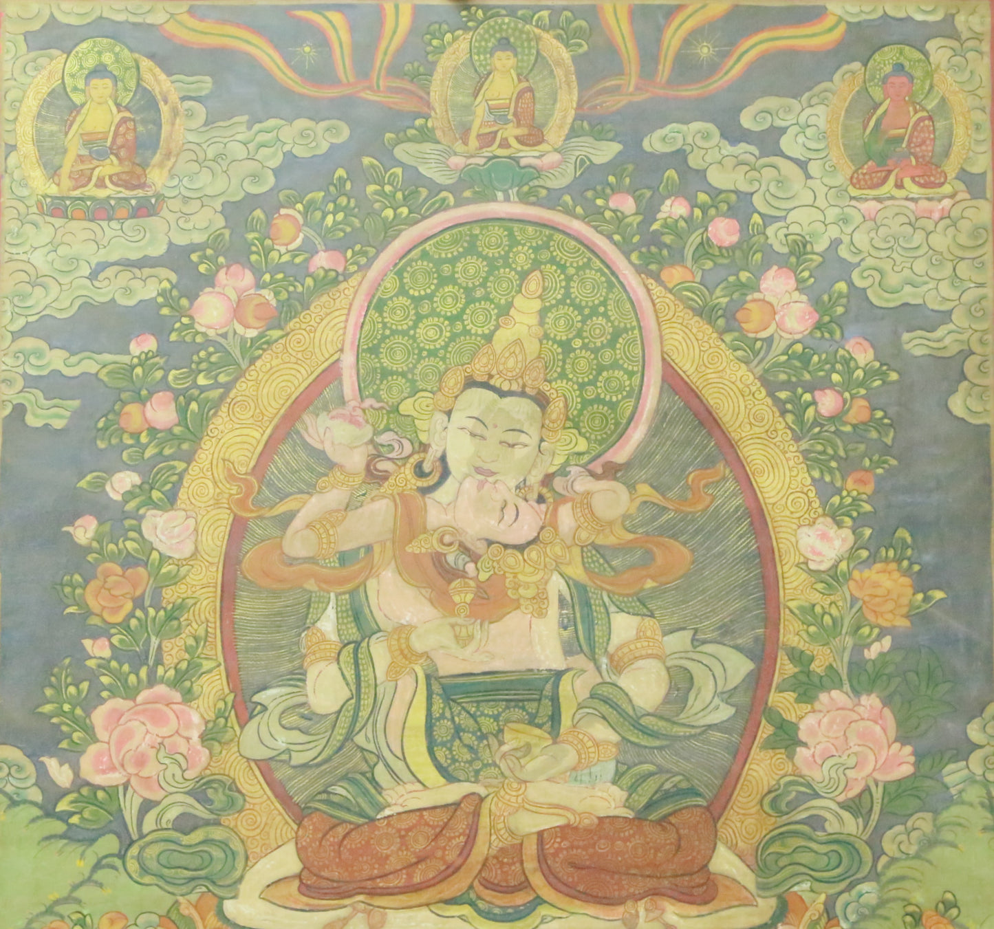 An Exquiste Painted Gold Vajrasattva Thangka