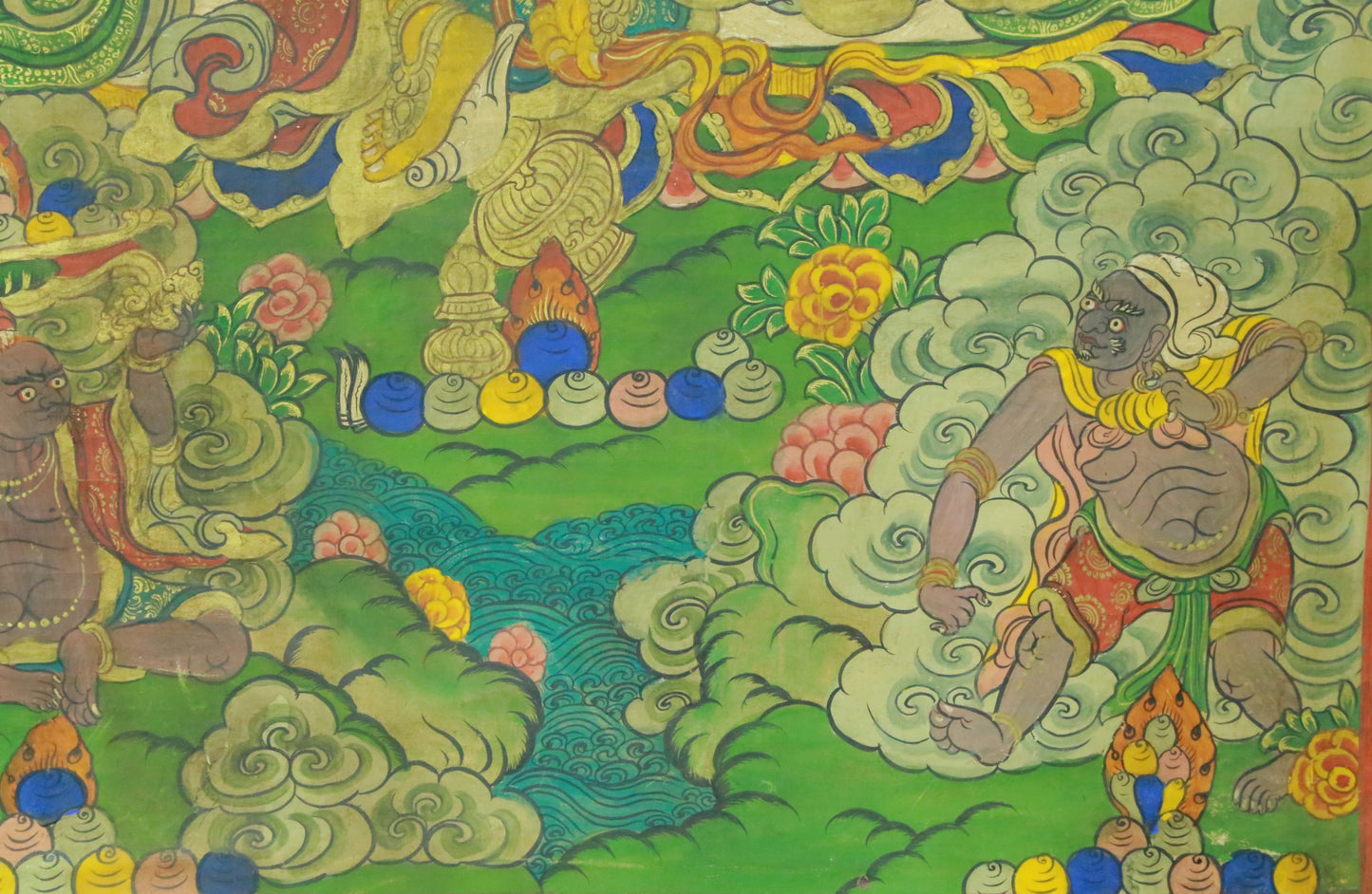 An Exquiste Painted Gold Mammon Thangka