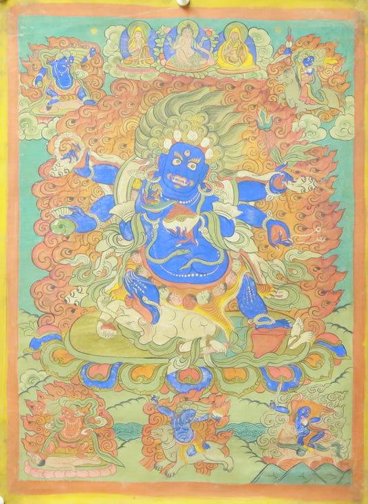 An Exquiste Painted Gold Vajra Thangka