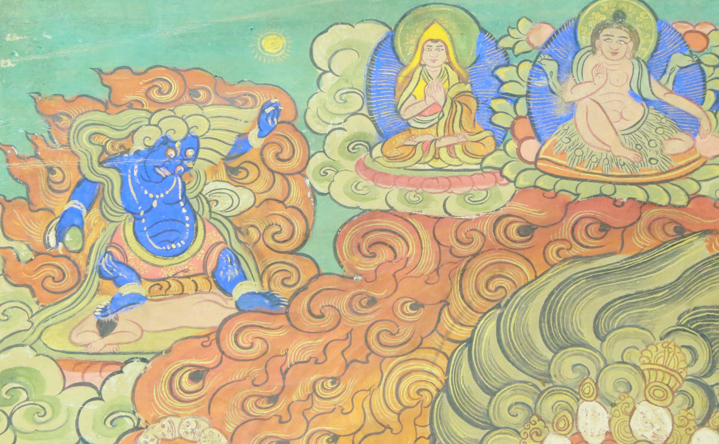 An Exquiste Painted Gold Vajra Thangka