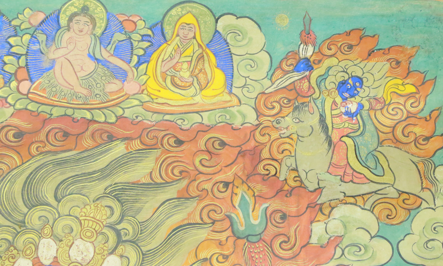 An Exquiste Painted Gold Vajra Thangka