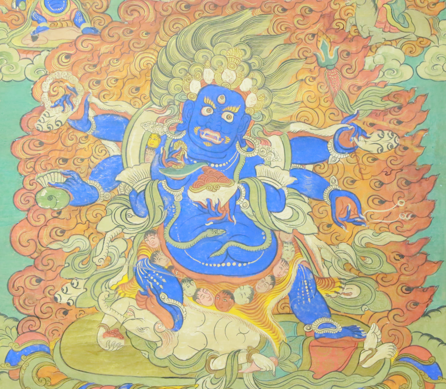 An Exquiste Painted Gold Vajra Thangka