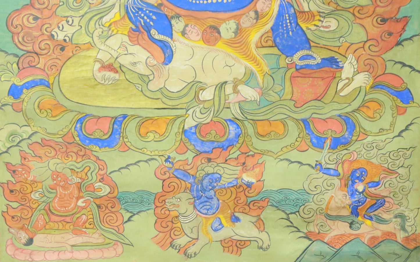 An Exquiste Painted Gold Vajra Thangka