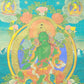 An Exquiste Painted Gold Green Tara Thangka