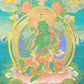 An Exquiste Painted Gold Green Tara Thangka