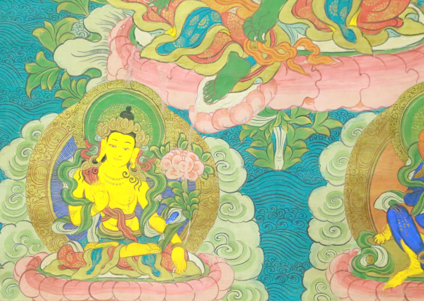 An Exquiste Painted Gold Green Tara Thangka