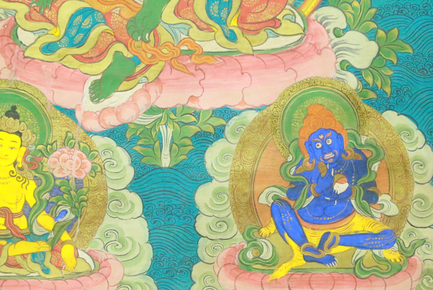 An Exquiste Painted Gold Green Tara Thangka