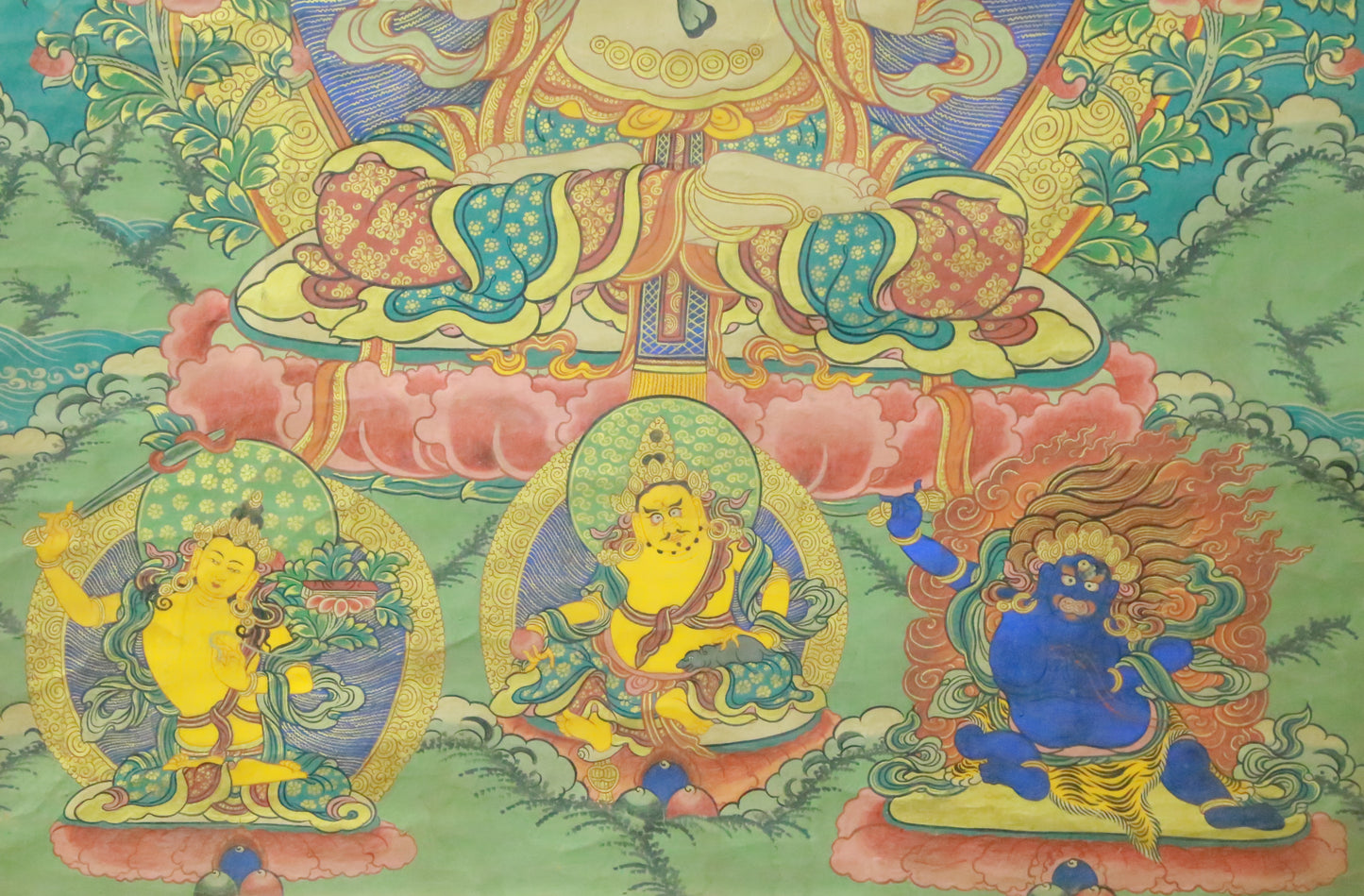 An Exquiste Painted Gold Four-Armed Avalokiteshvara Thangka