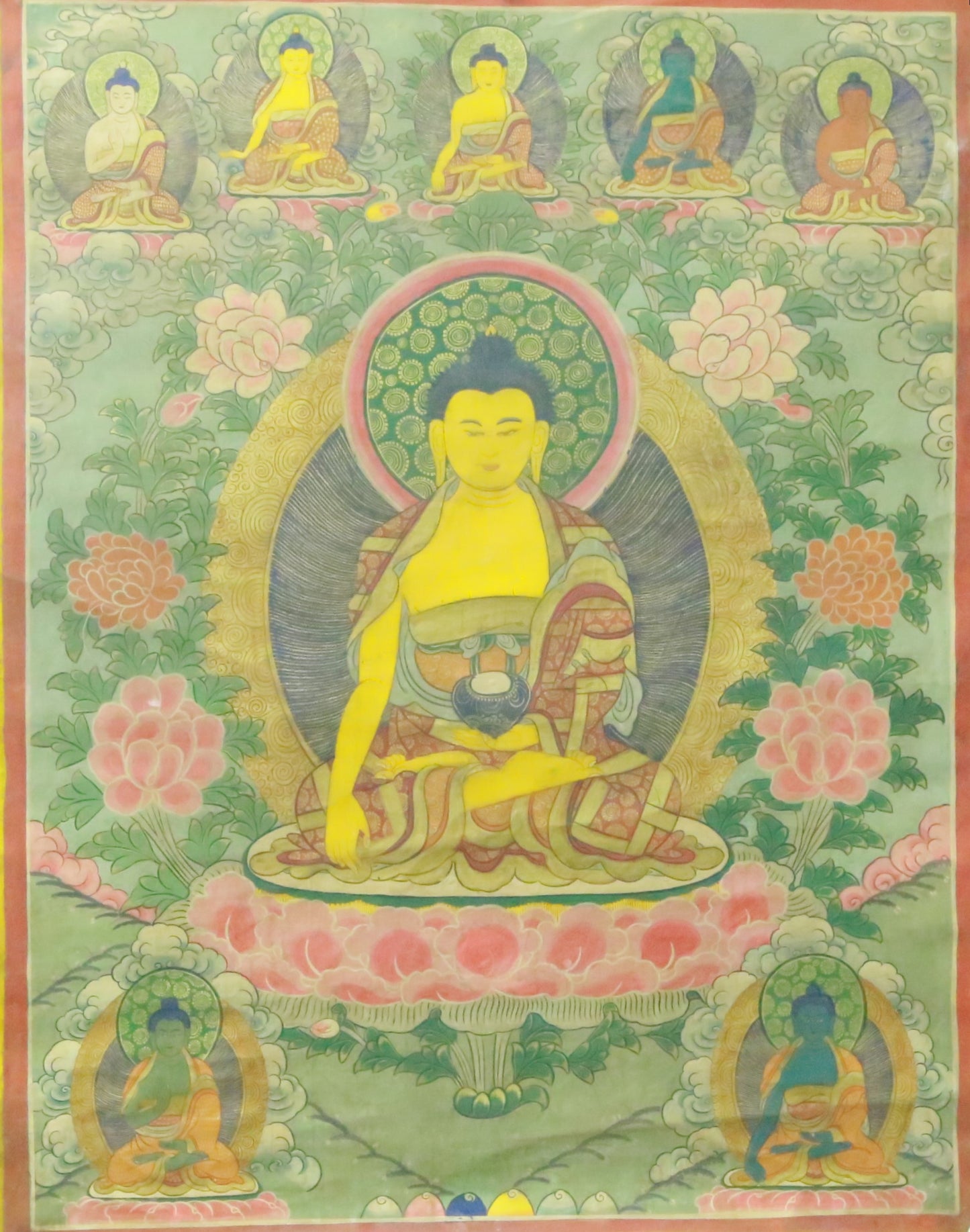 An Exquiste Painted Gold Gautama Buddha Thangka