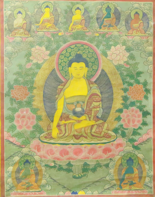 An Exquiste Painted Gold Gautama Buddha Thangka