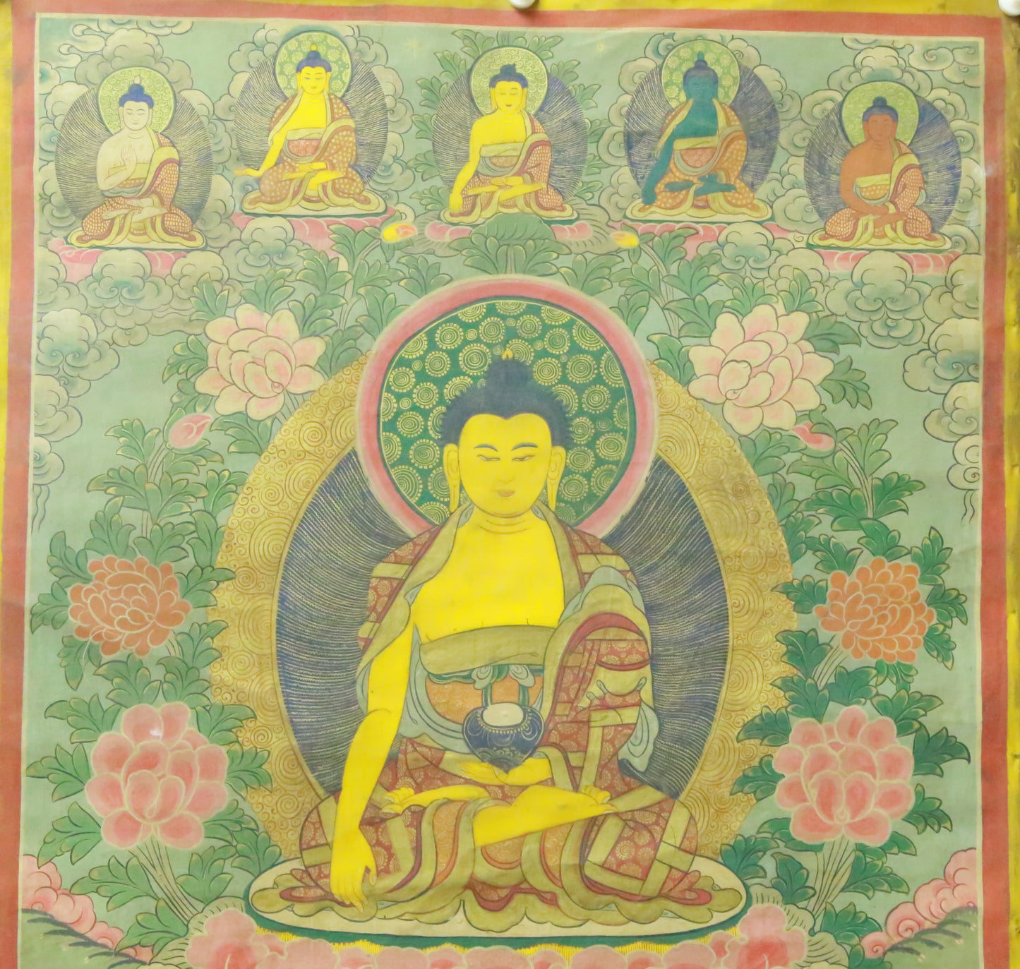 An Exquiste Painted Gold Gautama Buddha Thangka