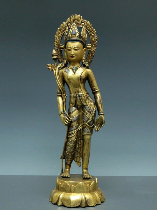 A Brilliant Gilt-Bronze Silver Figure Of Tara