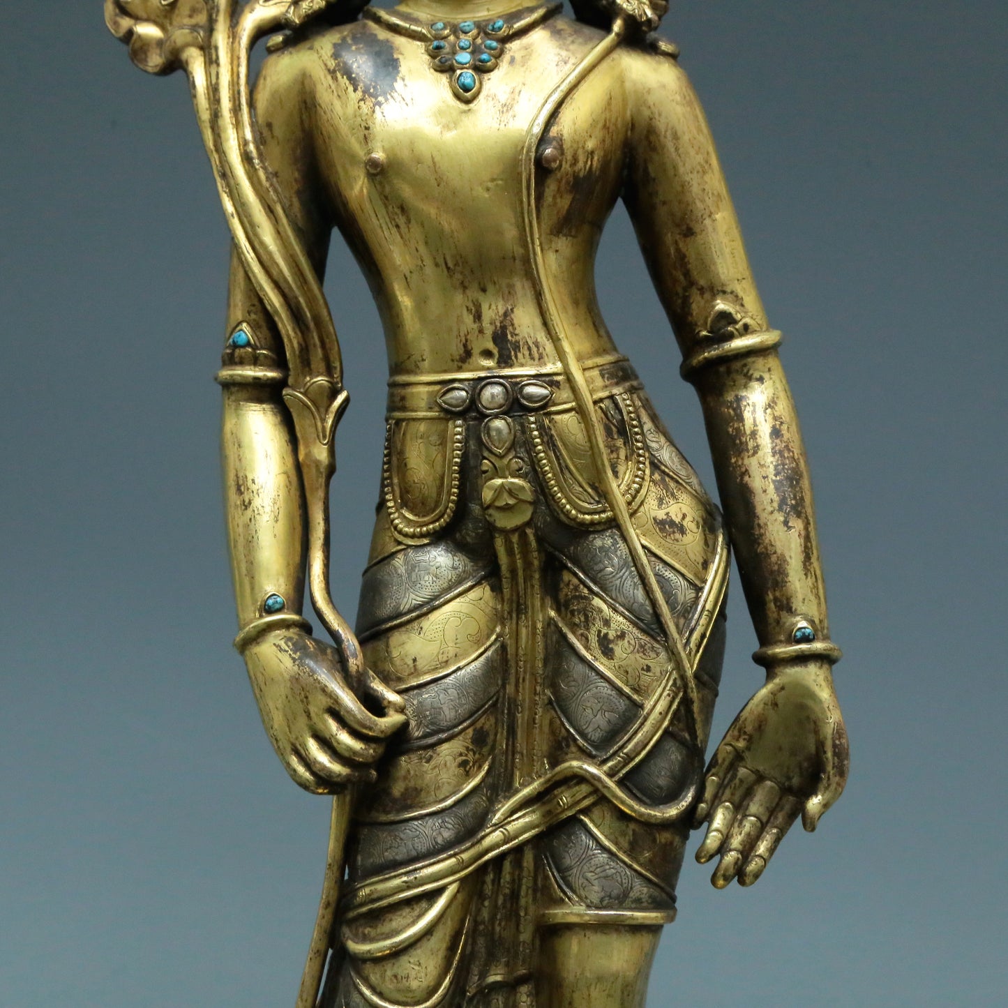 A Brilliant Gilt-Bronze Silver Figure Of Tara